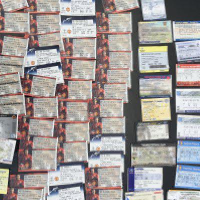 2003/2004 Manchester United Football Tickets: 42 home tickets and 21 away tickets in good condition with duplication. (63)