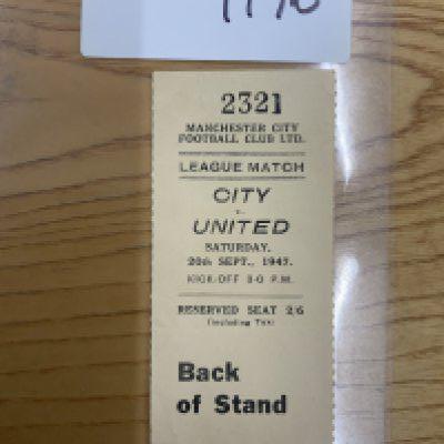 47/48 Manchester City v Manchester United Football Ticket: League match dated 20 9 1947 played at Maine Road. Very good with fold.