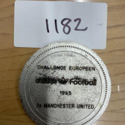 1985 Manchester United Football Medal: Adidas Football Challenge European 1985 Manchester United 2 which is reference we are told to second place. C/W worn case.