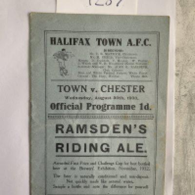 33/34 Halifax v Chester City Football Programme: First home league match of the season in excellent condition with no writing.