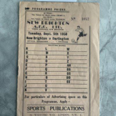50/51 New Brighton v Darlington Football Programme: Very good condition league match with team changes.