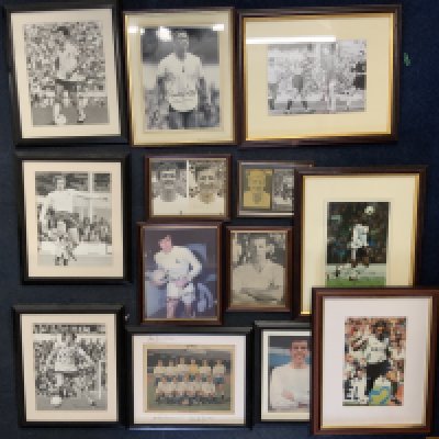 Tottenham Signed Framed Photo Collection: 13 frames containing vendors personally obtained autographs of Neighbour Peters Ginola Mackay Crooks Chivers and more including a team group signed by Greaves Jones and Mullery.