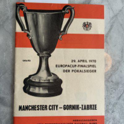 1970 European Cup Winners Cup Final Football Programme: Gornik Zagreb v Manchester City in excellent condition with no writing.