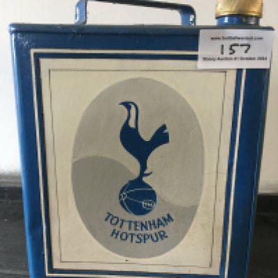 Tottenham Retro Old Petrol Can For Man Cave: Very old petrol can painted blue with Spurs either side and Tottenham logo to whole of front. Whilst revamped around 10 years ago this 11 inch high old can would be a great talking point in a bar or man cave.