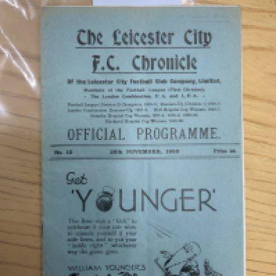 32/33 Leicester City v Crystal Palace Football Programme: Excellent condition league match dated 28 11 1932 with no team changes.
