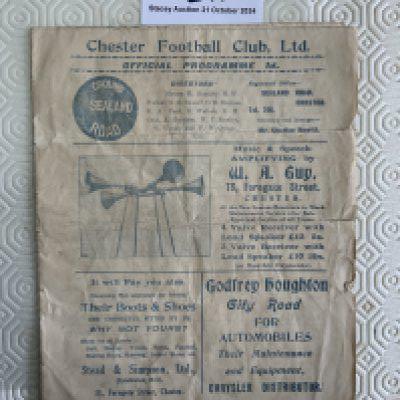 31/32 Chester v Wigan Football Programme: Fair condition with no team changes. Few tears to outer edge. First season for Chester.
