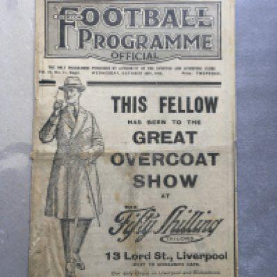 1926 England v Ireland Football Programme: Fair condition full international played at Liverpool with no team changes. Creasing.