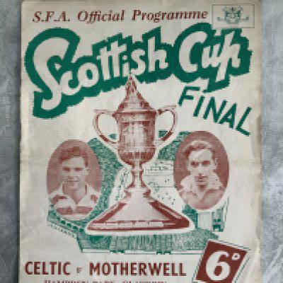 1951 Scottish Cup Final Football Programme: Celtic v Motherwell played at Hampden Park. Very good condition with no team changes.