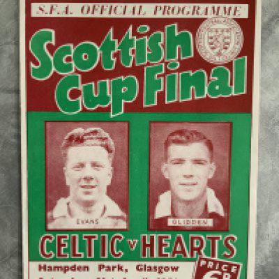 1956 Scottish Cup Final Football Programme: Celtic v Hearts played at Hampden Park. Excellent condition with no team changes.