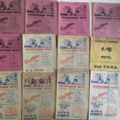 Rhyl Home Football Programmes: From 1954 to 1969 with over half from the 50s. Online photo shows vendors list. Mainly good with a few having team name to cover. (25)