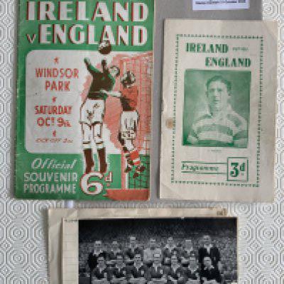 1948 Irish League v English League Football Programmes: Original programme played at Windsor Park with split spine plus a pirate type programme in fair condition. (2)