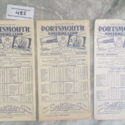 49/50 Portsmouth Home Football Programmes: Reading and Fulham reserves plus 50/51 Charlton 1st Division. Very good. (3)