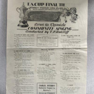 1935 FA Cup Final Football Song Sheet: Sheffield Wednesday v West Brom by News Chronicle in good condition with folding.