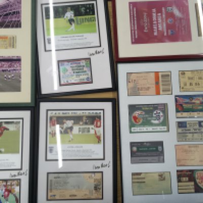 England Away Framed Football Tickets: From the I Was There series where you sent your ticket back to the FA sanctioned company who framed your ticket with a picture of the match. Some hard to obtain tickets. (31)