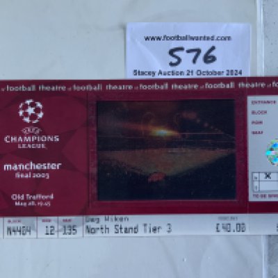 2003 Unused Champions League Final Football Ticket: Juventus v AC Milan played at Manchester United. Mint condition ticket with stub still attached.