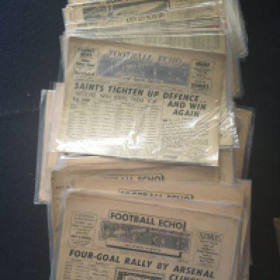 Southampton Football Echo Newspapers: From the late 50s and early 60s. Near mint as collector has kept each one in a bag. Must be nearly 150.