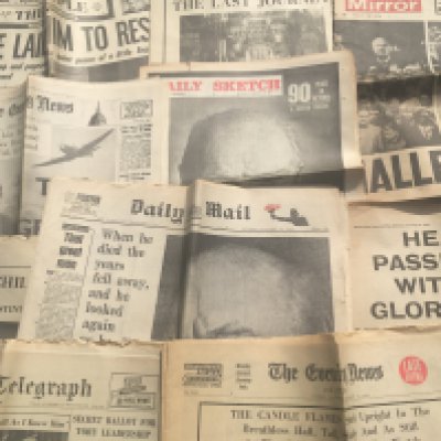 Winston Churchills Funeral Newspaper Collection: Original 1965 newspapers from the Telegraph, Mail, Evening News, Daily Sketch, Sunday Mirror and more. (10)
