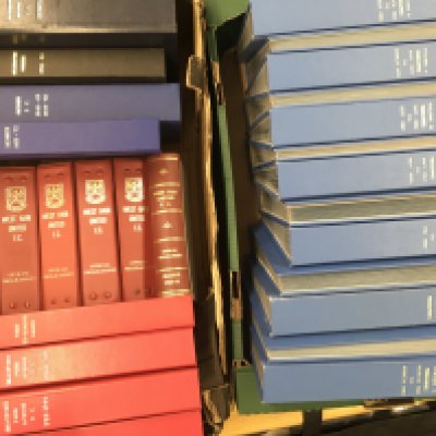 Football Programme Binders: 24 are DJ Bookbinders with various titles to spine. A further 6 are official West Ham binders from the 60s and 70s. 2 boxes. (30)