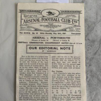 46/47 Arsenal v Portsmouth Football Combination Final Programme: Mint condition 4 pager without writing which is the winners of section A v Winners of section B.
