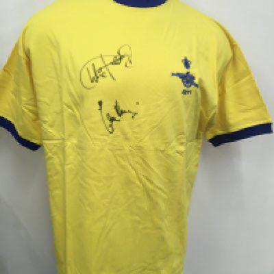 Arsenal 1971 FA Cup Final Signed Football Shirt: Yellow brand new with tags retro shirt with cannon and 1971 to breast below FA Cup. Signed to front by arguably both winning goal scorers Eddie Kelly and Charlie George. Kelly still claims he scored the goal whilst Graham claims he got a final touch. Coa from reputable source.
