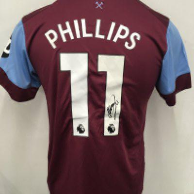 Kelvin Phillips Signed 2023 - 2024 West Ham Football Shirt: Medium home shirt with name and number signed to rear by Phillips.