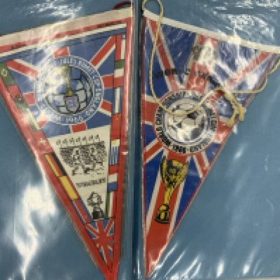 1966 World Cup Football Pennants: All look original in this great collection neatly presented in collectors folder. All different including two German pennants. (10)