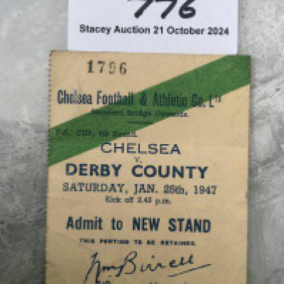 46/47 Chelsea v Derby County FA Cup Football Ticket: Good condition with fold for 4th round match. Chelsea v cup holders Derby.