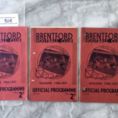 Brentford 36/37 Home Football Programmes: Everton and Charlton both with punch holes plus a good Preston. (3)