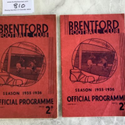 Brentford 35/36 Home Football Programmes: Blackburn middle page loose. Preston, both very good with some pencilled team changes. (2)