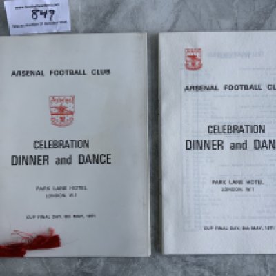 Arsenal 1970 - 1971 Double Team Signed FA Cup Final Menu: Superb item with red tassels the evening of the celebrations at the Park Lane Hotel. Inside and outside were left blank for autographs and this menu has many of them. Inside page has 19 of the double winning squad and chairman etc. The back page has 19 signatures which are mainly old players including Billy Wight and his Beverley Sisters wife, Drake Roper Barnes Compton brothers Seddon Copping Hapgood Joy Lewis and many more. C/W separate list of guests. (2)