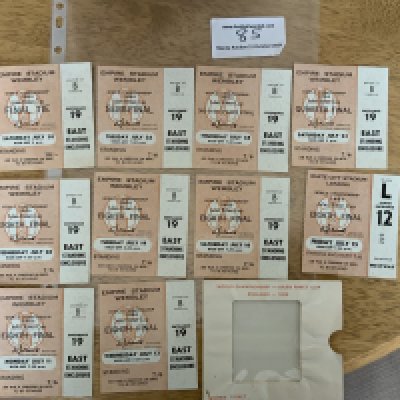 1966 World Cup Set Of Football Tickets: All 10 London matches which consist of all England matches, France v Uruguay, plus 3rd/4th place play off etc. All very good condition tickets have the fixture neatly written to rear. Includes ticket holder. (10)