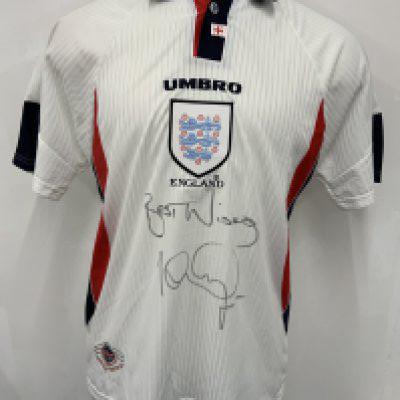 England World Cup 1998 Ian Wright Signed Football Shirt: White home shirt in size large brand new with tags. Given to major sponsor who attended the tournament. Signed clearly to front by Ian Wright.