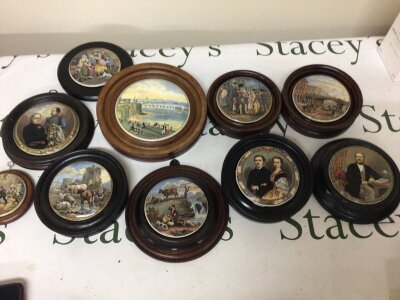 A collect of ten Victorian pot lids including a View of the new Pier Margate a view of Holborn viaduct Lord Raglan and other (10)