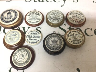 A collection of Victorian Cold Cream Cherry Toothpaste and others. (9) NO RESERVE.