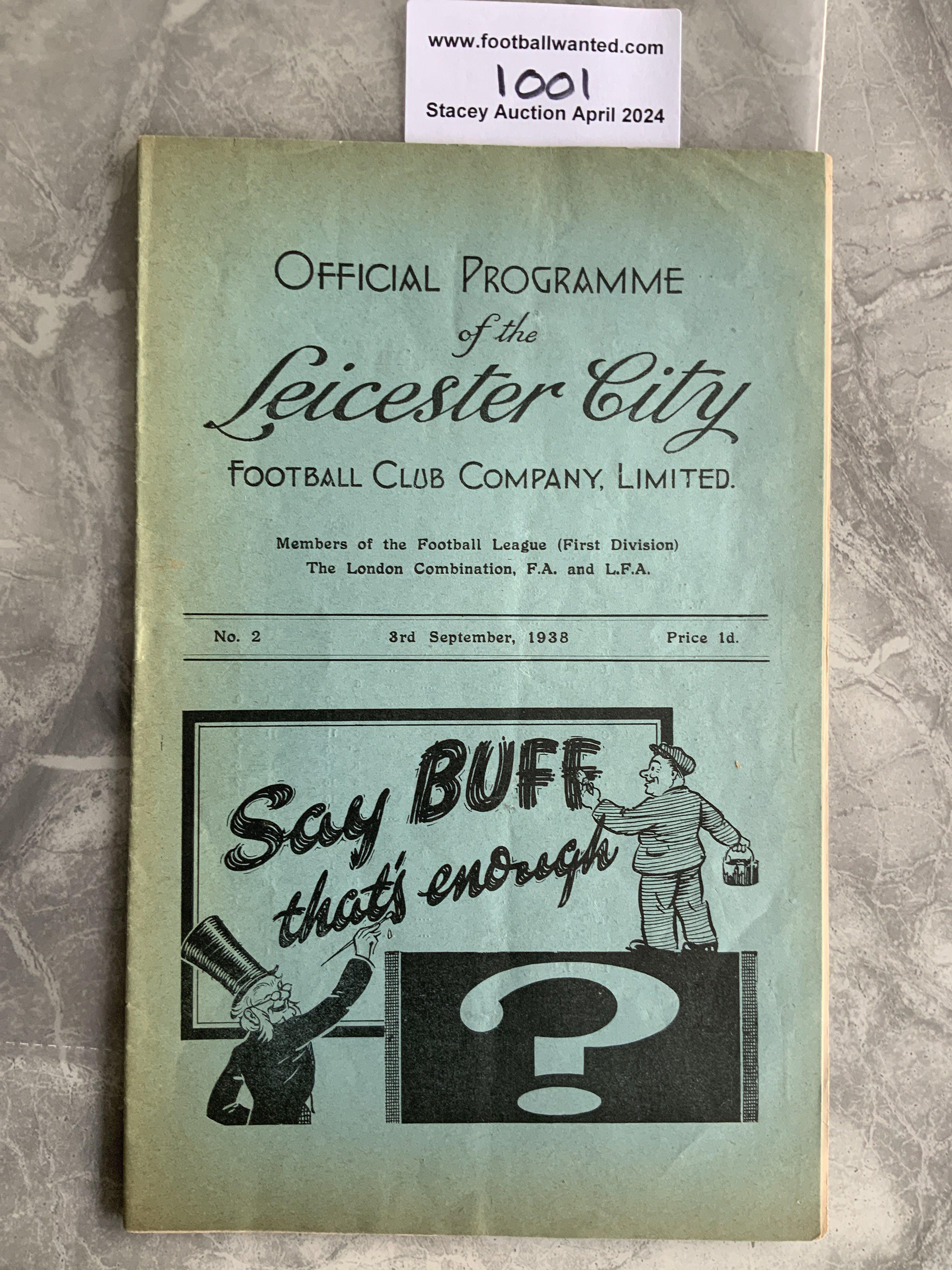 38/39 Leicester City Reserves v QPR Football Programme: Reserves match dated 3 9 1938. Splitting to spine but no team changes.