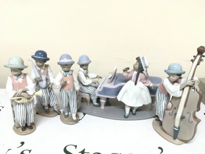 Lladro jazz band figures including Jazz Duo (5)