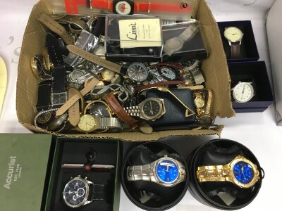 A box of mixed watches.
