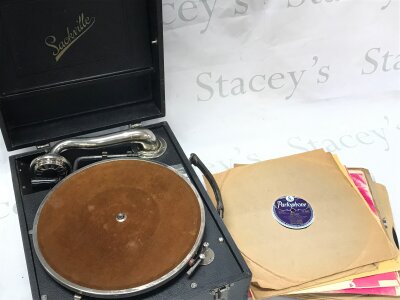 A Sackville gramophone with some records- NO RESERVE