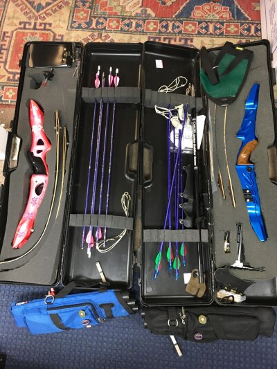 Two cased archery sets and accessories (4).