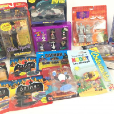 A Box Containing Various Boxed Toys Including Ertl Batman. Micro Machines. Disney etc.