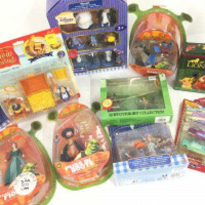 A Collection of Boxed Toys Including Shrek. Disney etc.
