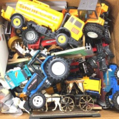 A Box Containing Britains Farming Vehicles and Animals etc.