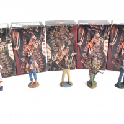 5 X Boxed King And Country Figures including Eva Braun.The Gunfighter. General Douglas MacArthur. Normandy FJ Officer and R.A.F Pilot.