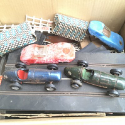 A Box Containing Vintage Scalextric. No Reserve.