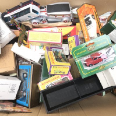 A Box Containing Matchbox Models Of Yesteryear. Etc.