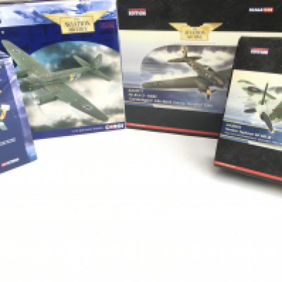 4 x Boxed Corgi Aviation Models. Including a Junkers Ju 88A-5. A Hawker Typhoon. Etc.