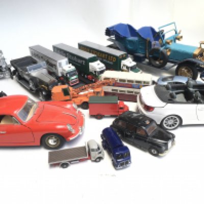 A Box Containing Various Diecast Vehicles including 3 Franklin Mint.
