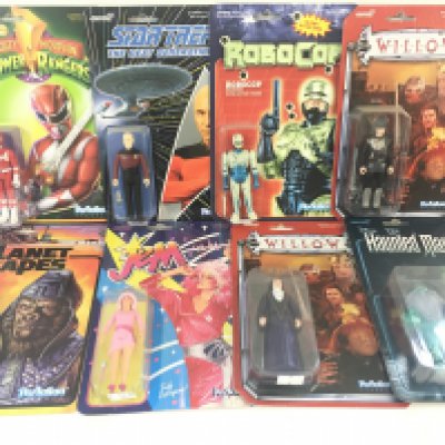 A Collection of 8 ReAction Carded Figures including Robocop. Willow. Etc.