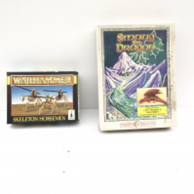 Two boxed Mendel miniature sets 1 Warhammer SKELETON HORSEMEN and 1 SMAUG THE DRAGON