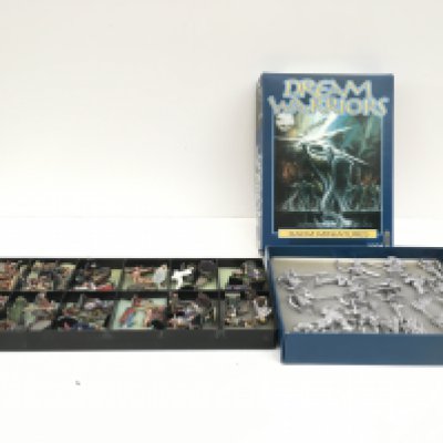 Two boxes containing metal minatures..1 by RAFM with sixteen unpainted models in original box. 1 with approximately 50 painted figures.